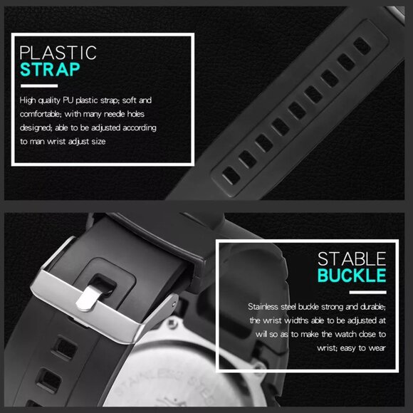 Men's Digital Sports Watches Multifunctional LED Backlight Big Number Watch Gift - Picture 7 of 16